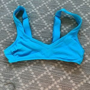 Bright blue bikini top with gold